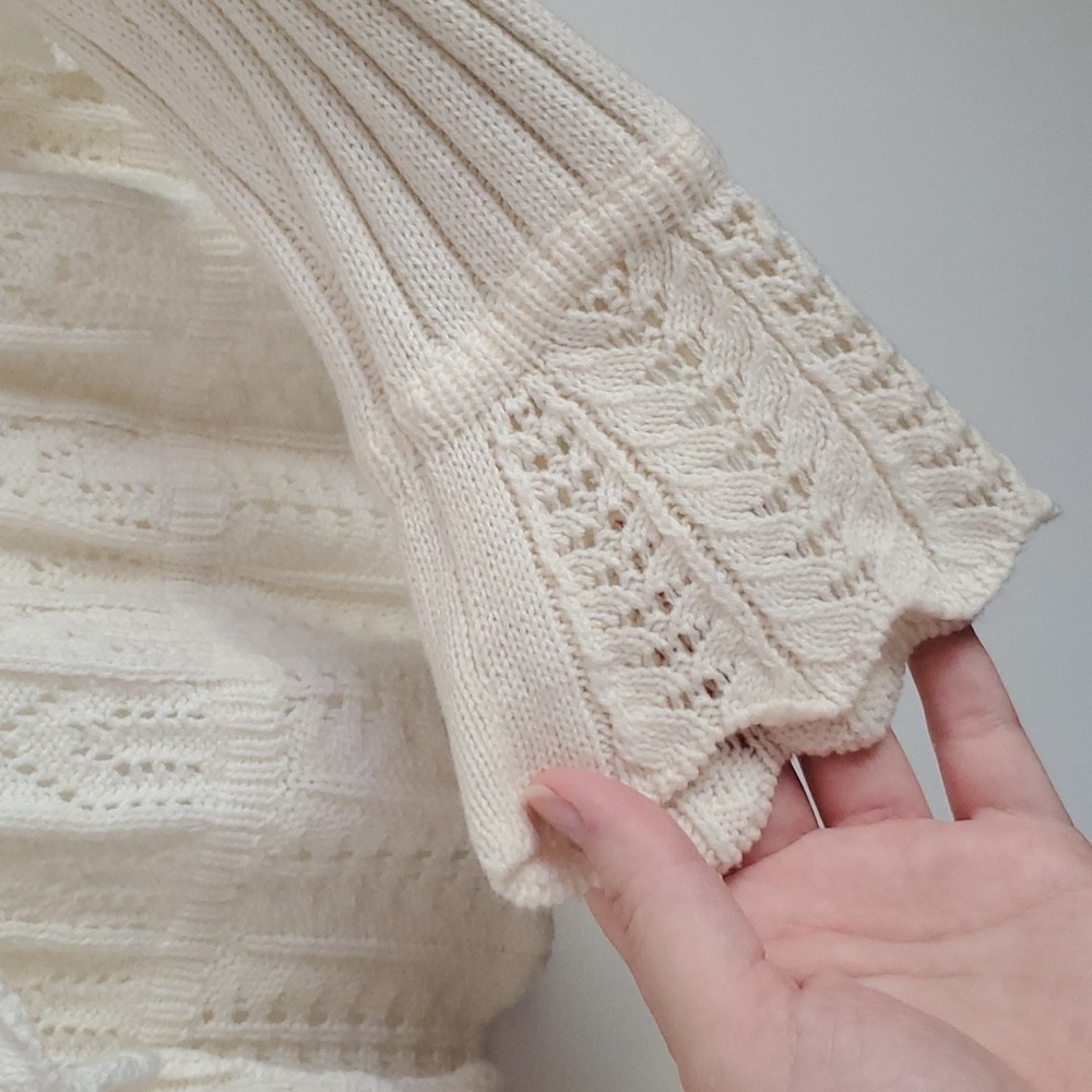Kenar Cream Crochet Ruffle Cardigan - Picture 5 of 9